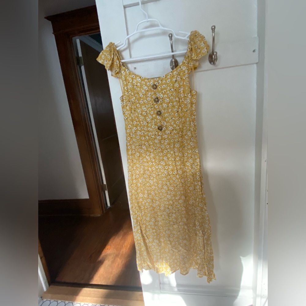 NWOT MIDI length sundress yellow with flowers